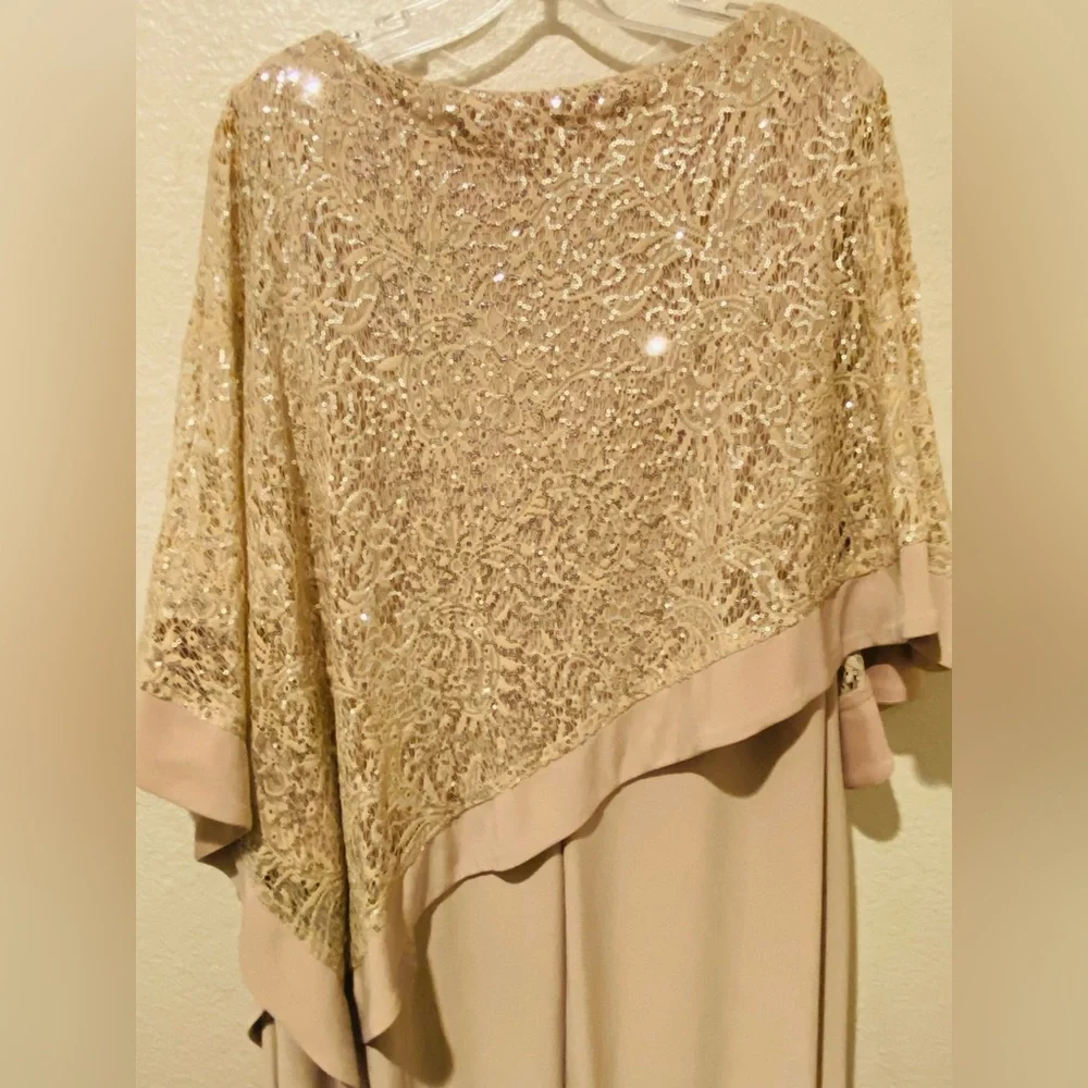 Dress Barn Gold Asymmetrical Sequin Dress - Picture 4 of 9